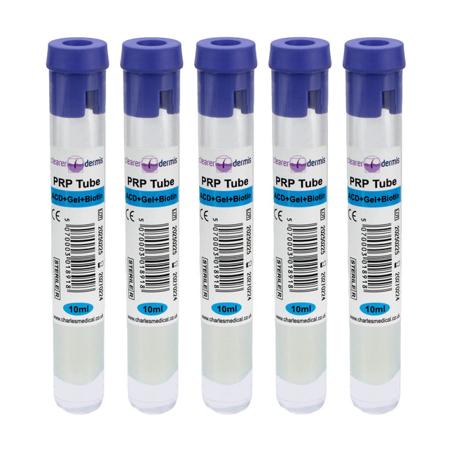 Sterile PRP tubes in pack of 5 for cosmetic, hair, or facial PRP therapy