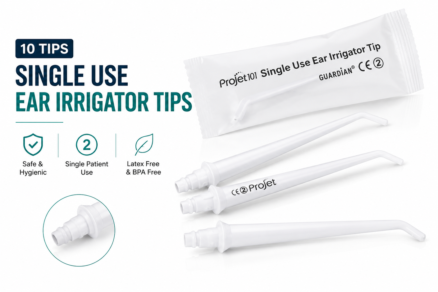 Single Use Ear Tips Projet Ear Irrigation Tips - Pack of 10 or 100 - Charles Medical