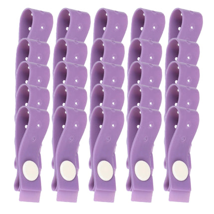 Purple latex free disposable tourniquet strap with stud fastener, ideal for safe and secure medical procedures.