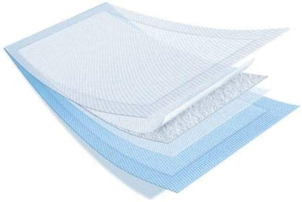Three layered bed sheets shown in a floating stack on a white background, with the top sheet in white and the lower two sheets in light blue.
