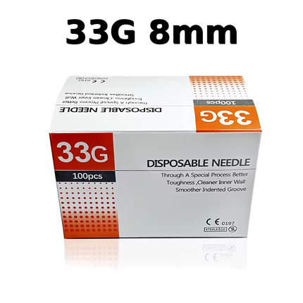 33G x 8mm Sterile Mesotherapy Needles - Single Use - Box of 100