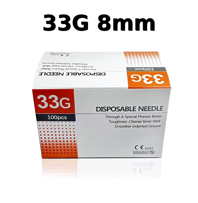33G x 8mm Sterile Mesotherapy Needles - Single Use - Box of 100