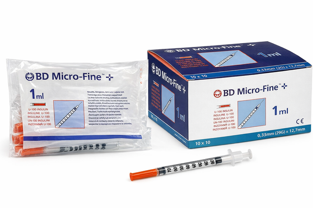 Insulin Needles 1ml 29g BD Sterile Syringes and Needles 100 Pack