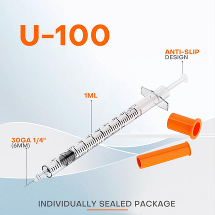 Insulin Needle 1ml 30g 6mm - Single Use - Box of 100