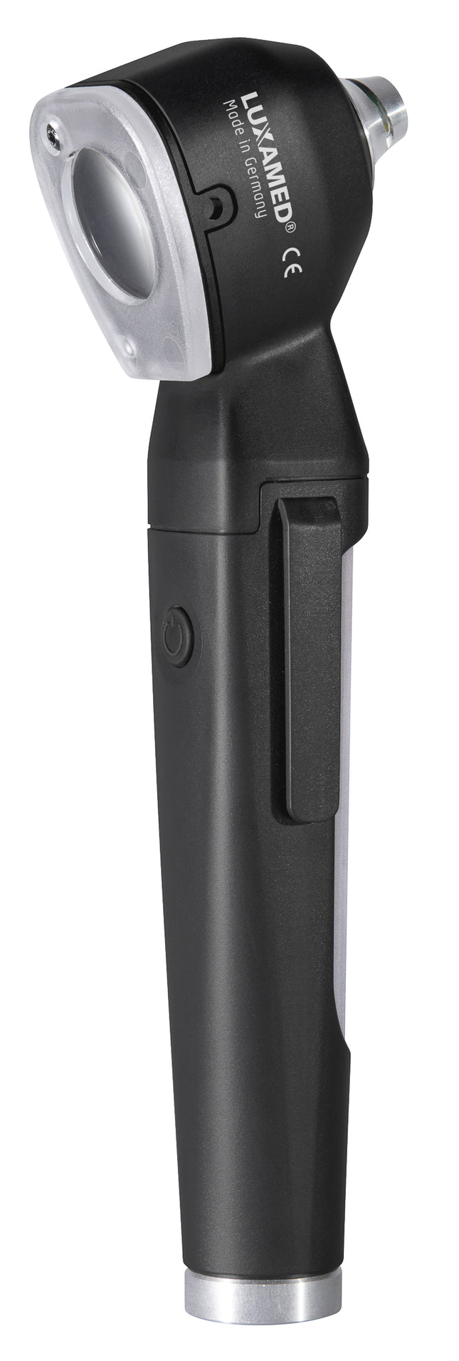 Black and silver device with a cylindrical body and circular top, featuring the brand 'Leica'.