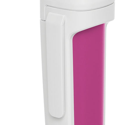 A handheld medical device, likely an otoscope or similar handheld instrument, featuring a white body with a prominent purple magenta accent panel and a purple base ring. The brand name 'LUMIABED' is printed on the side