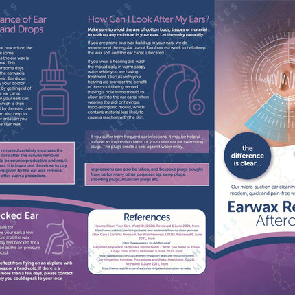 A4 Tri-Fold Leaflet Wax Removal Aftercare Downloadable PDF