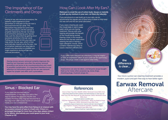 A4 Tri-Fold Leaflet Wax Removal Aftercare Downloadable PDF