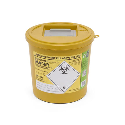 2.5 litre sharps bin ISO 23907 point of use container