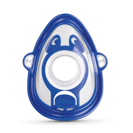 Child Blue and clear oxygen mask on a white background