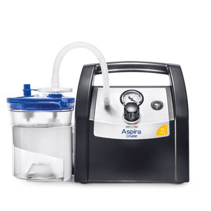 Medical device labeled 'Aspira' with a clear container on a white background
