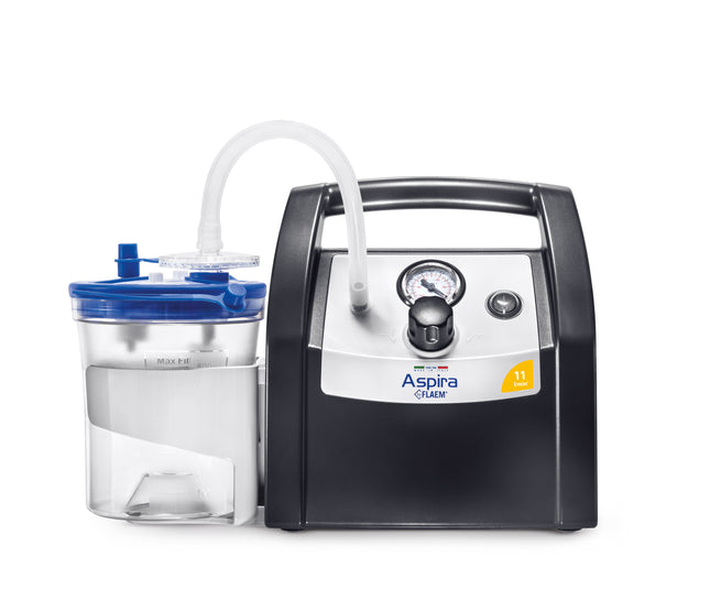 Medical device labeled 'Aspira' with a clear container on a white background
