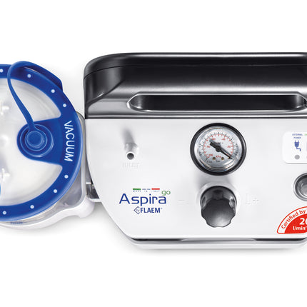 White and blue Aspira flam appliance on a white background