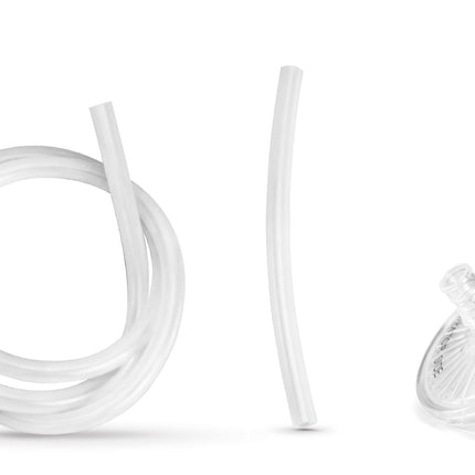 Ceflaem nebulizer parts including a canister, mask, and tubing on a white background