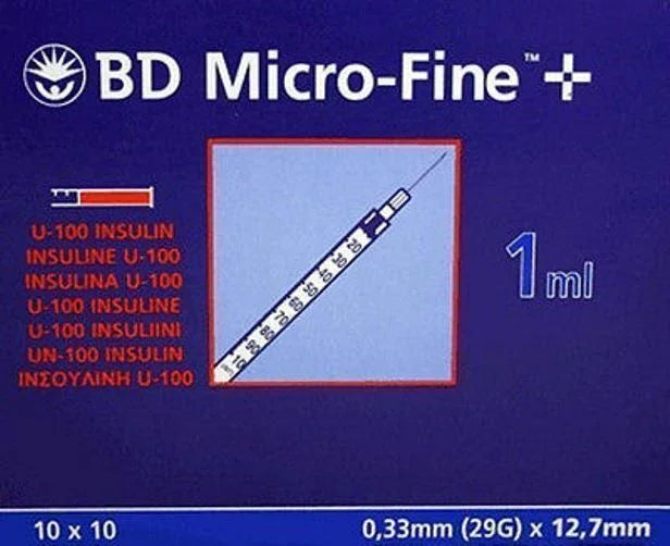 "Insulin needles 1ml 29g BD sterile syringes 100 pack for precise medication..."