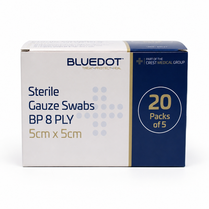 Box of 20 5cm x 5cm Sterile Gauze swabs 