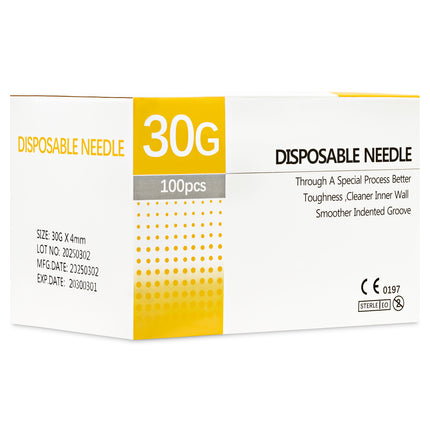 30G x 4mm Disposable Needles – CE Marked  Box of 100