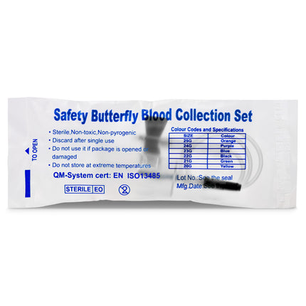 Safety Butterfly Blood Collection Set packaging on a white background