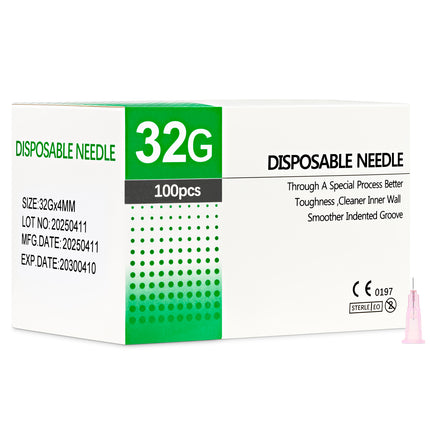 32G 4mm Mesotherapy Needles – CE-Marked  Packs of 25, 50, 100