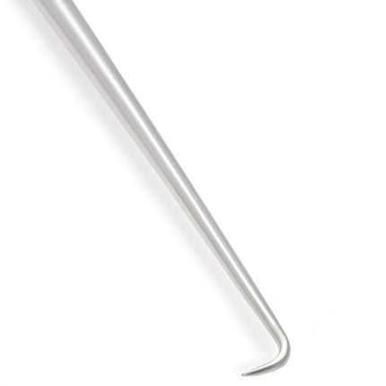 Stainless steel ear wax hook tip close up St Barts instrument