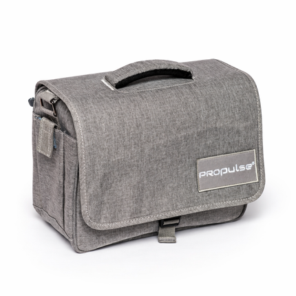 Gray bag with 'Propulse' branding on a white background. Ear irrigation carrying case