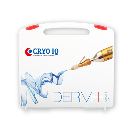 Cryo IQ Derm+ device packaging on a white background