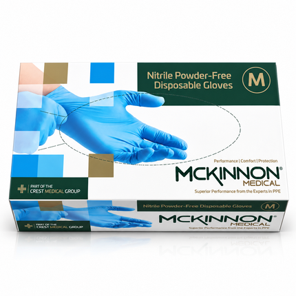 Blue Nitrile Examination Gloves - McKinnon Medical - Box of 100
