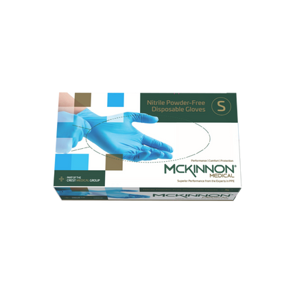 Blue Nitrile Examination Gloves - McKinnon Medical - Box of 100