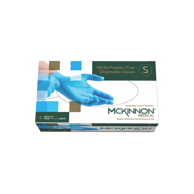 Blue Nitrile Examination Gloves - McKinnon Medical - Box of 100