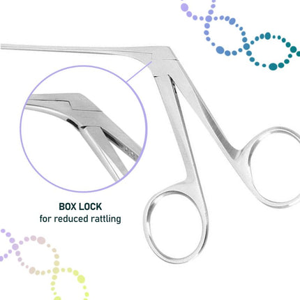 Clinician using crocodile forceps during ear or nasal examination in clinical setting