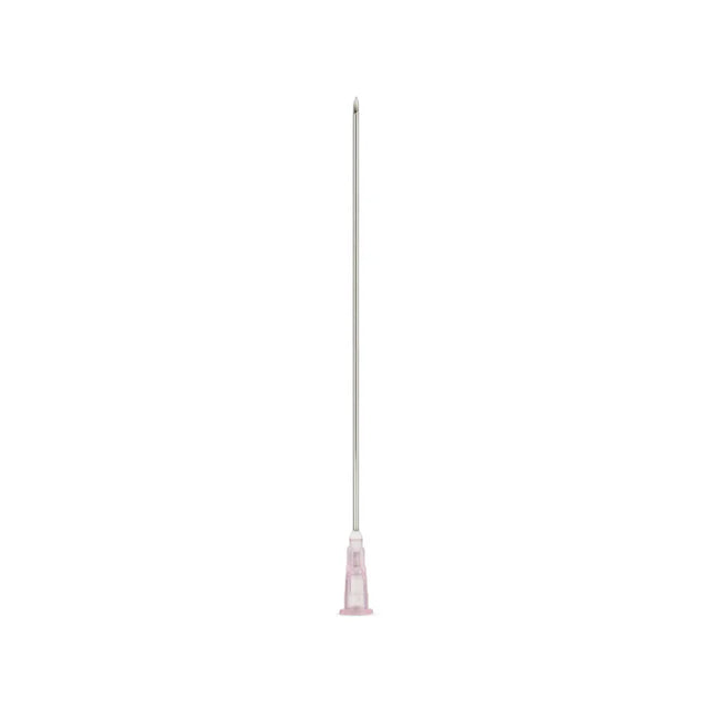 100mm hypodermic needle shown with syringe for medical procedures