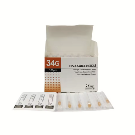 34G x 8mm Sterile Mesotherapy Needles - Single Use - Box of 100