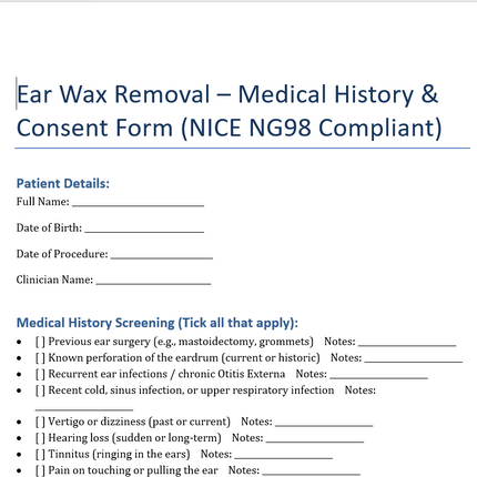 Medical history consent form Download template