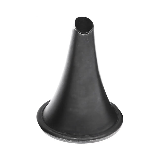 A black plastic funnel cone with a wide circular base and a tapered opening, shown on a plain white background.