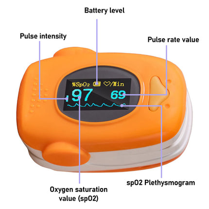 Orange pulse Oximeter and nasal aspirator for children 