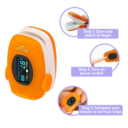 Orange pulse Oximeter and nasal aspirator for children 