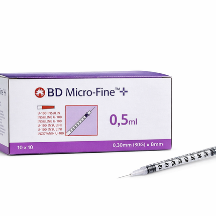 BD 0.5ml 30G x 8mm insulin needle sterile syringe with packaging box