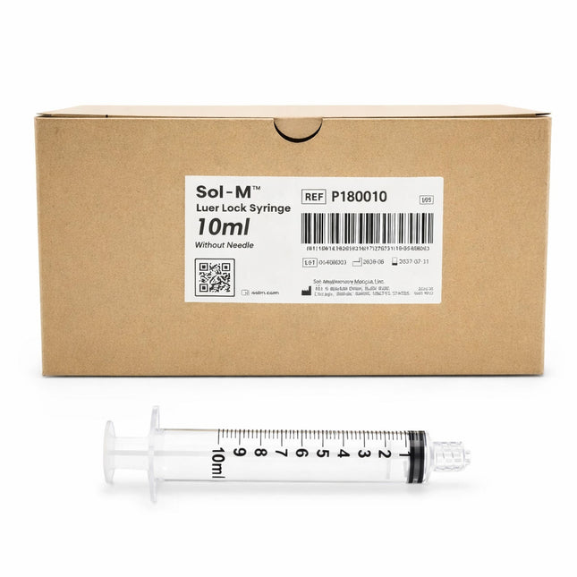 Sol-Millennium 10mL Luer Lock Syringe - Sterile - Box of 100