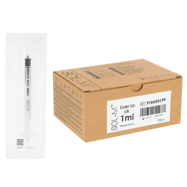 Sol-M 1ml Luer Lock Syringe | Low Dead Space | Sterile | Box of 100