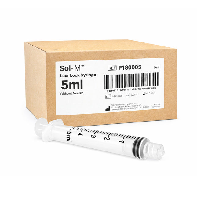 Sol-Millennium 5ml Luer Lock Syringe - Sterile - Box of 100