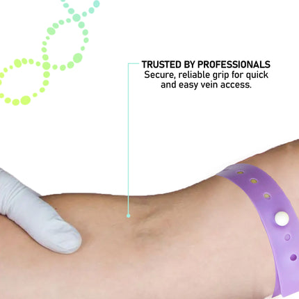 Latex Free Disposable Tourniquet Strap Purple Stud Fastener 37cm